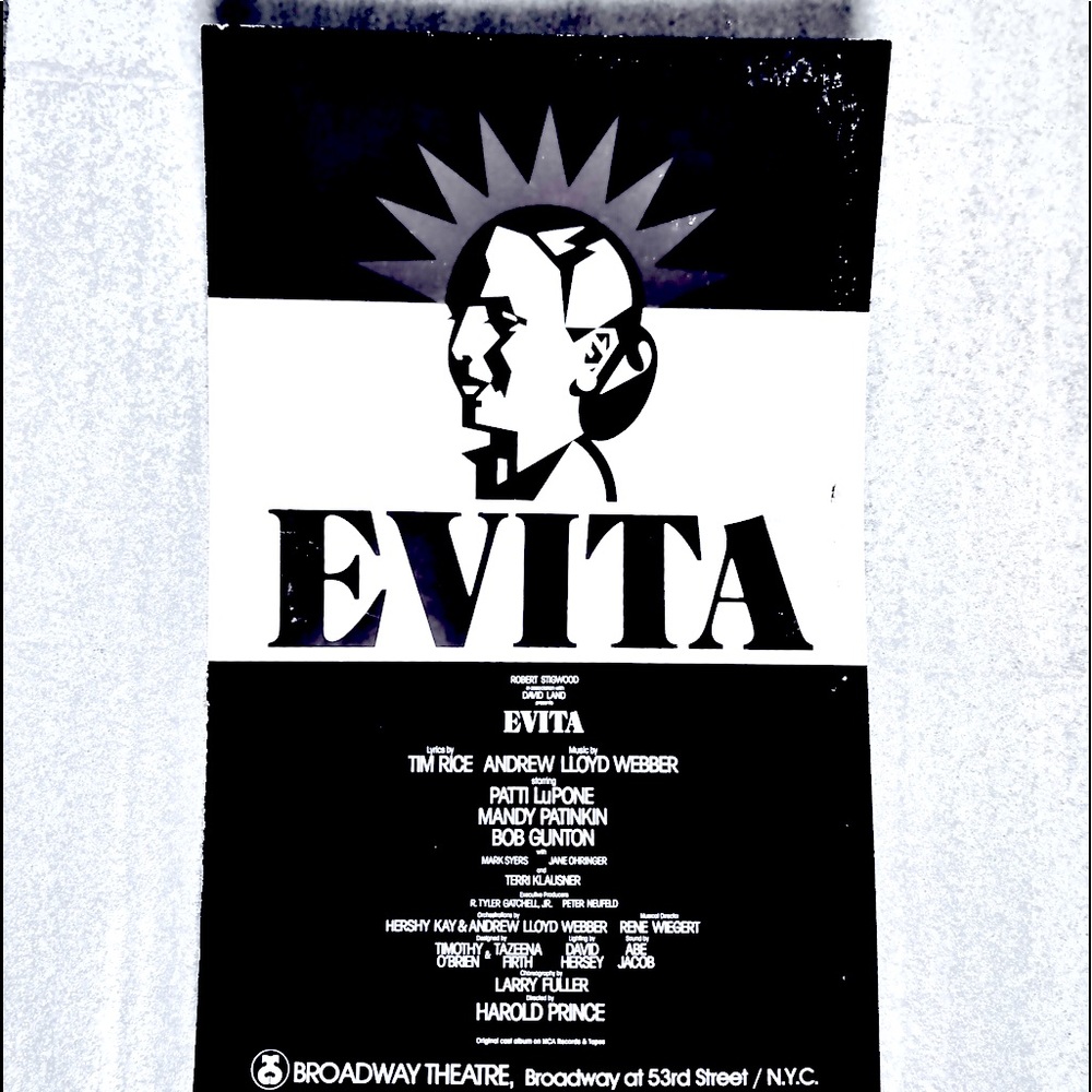 Evita Broadway Window Card Poster Patti LuPone Original